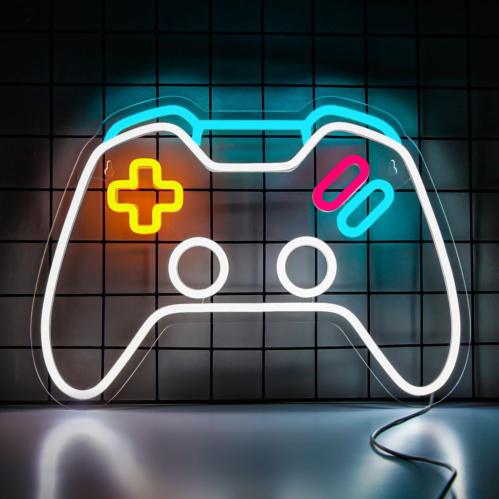 Game Neon Sign Dimmable Gamepad Shape LED Neon Signs for Game Room Wall Bedroom Decor, Neon Lights for Boys Gamer Gifts Teen Gaming Zone Party Decor Haning