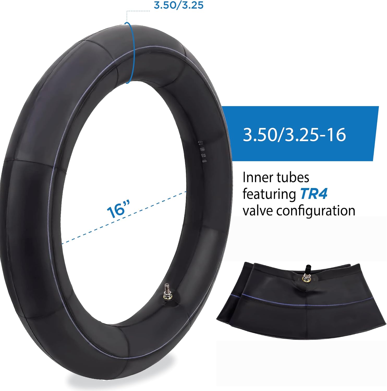Inner Tube 3.25/3.50-16 TR4 Straight Valve Stem - Fits on 100/80-16 | 100/90-16