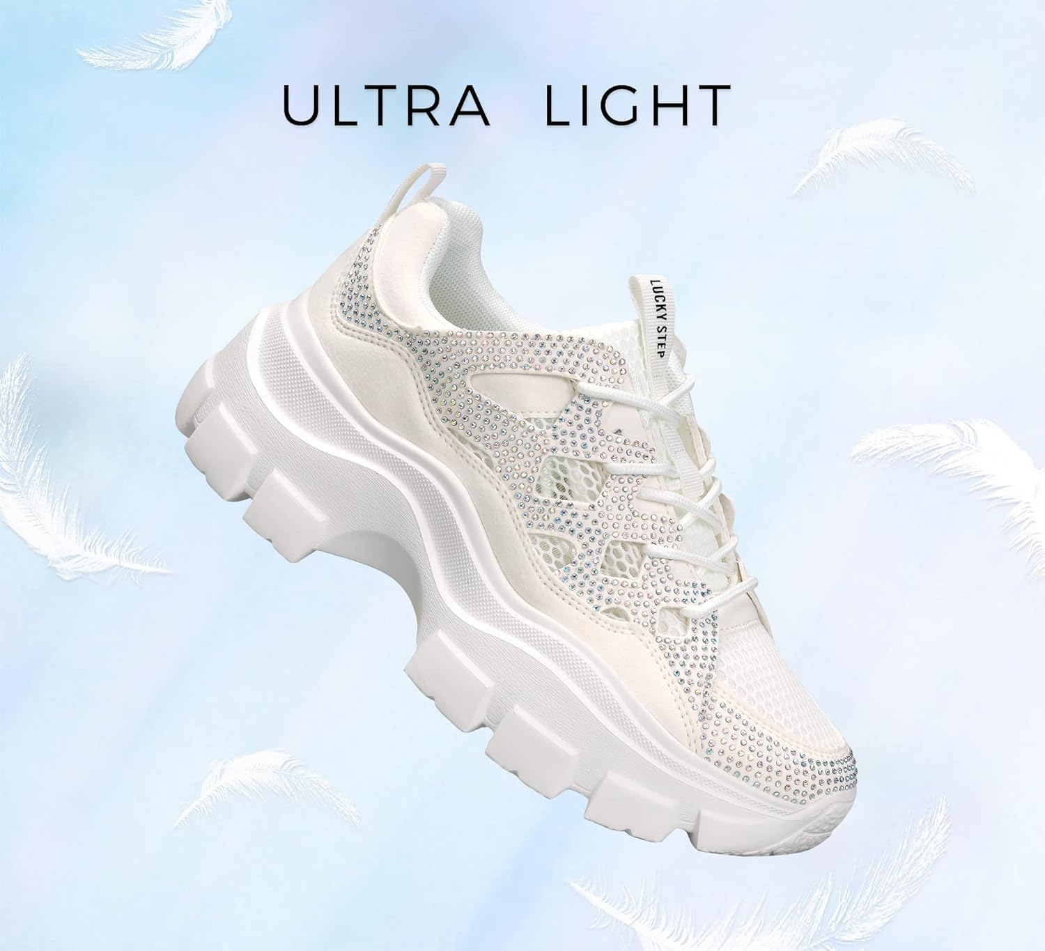 LUCKY STEP Women Chunky Platform Dad Colorblock White Neon Green Fuchsia Hologram Silver Casual Lace-Up Walking Sneakers - Image 6