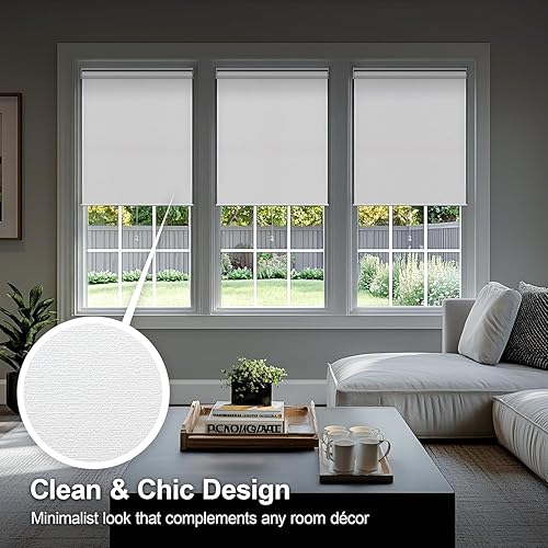 Miniatura 6 de CHICOLOGY - Persianas enrollables, cortinas de ventana, para el hogar, accesorio de ventana, sin cordón, persianas de puerta, biso blanco (opaco),