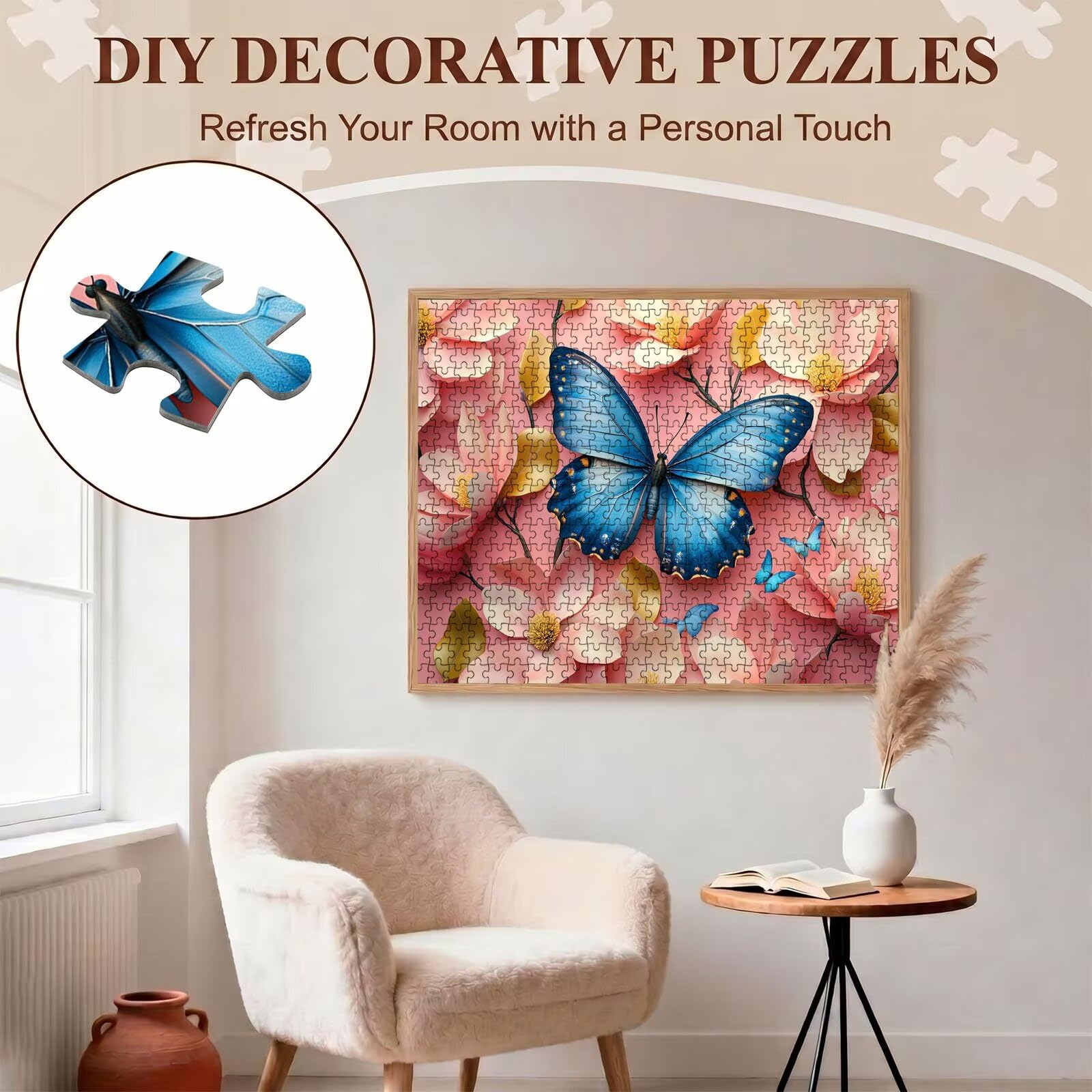 Puzzle 1500 Teile, Holzpuzzle Erwachsene 87 x 57 cm, Kniffliges Denksport Spiel, Großer Puzzlespaß für anspruchsvolle Liebhaber, Familienspiel, Puzzles für Dekor und Geschenk Schmetterling Tier f0-315