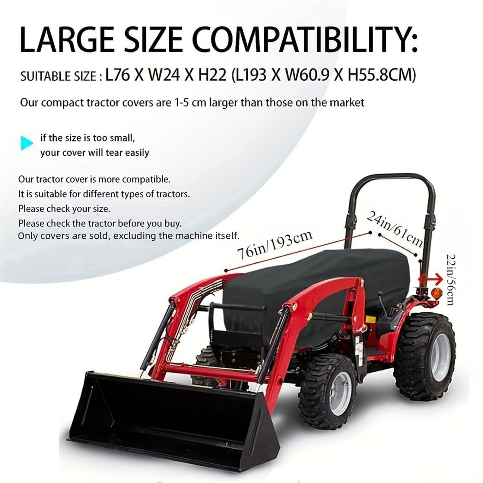 Funda para cortacésped, 193 x 61 x 56 cm, impermeable, tela Oxford, protector de tractor, resistente a los rayos UV, resistente a la intemperie, protector de máquina de jardín, para cobertizo, patio