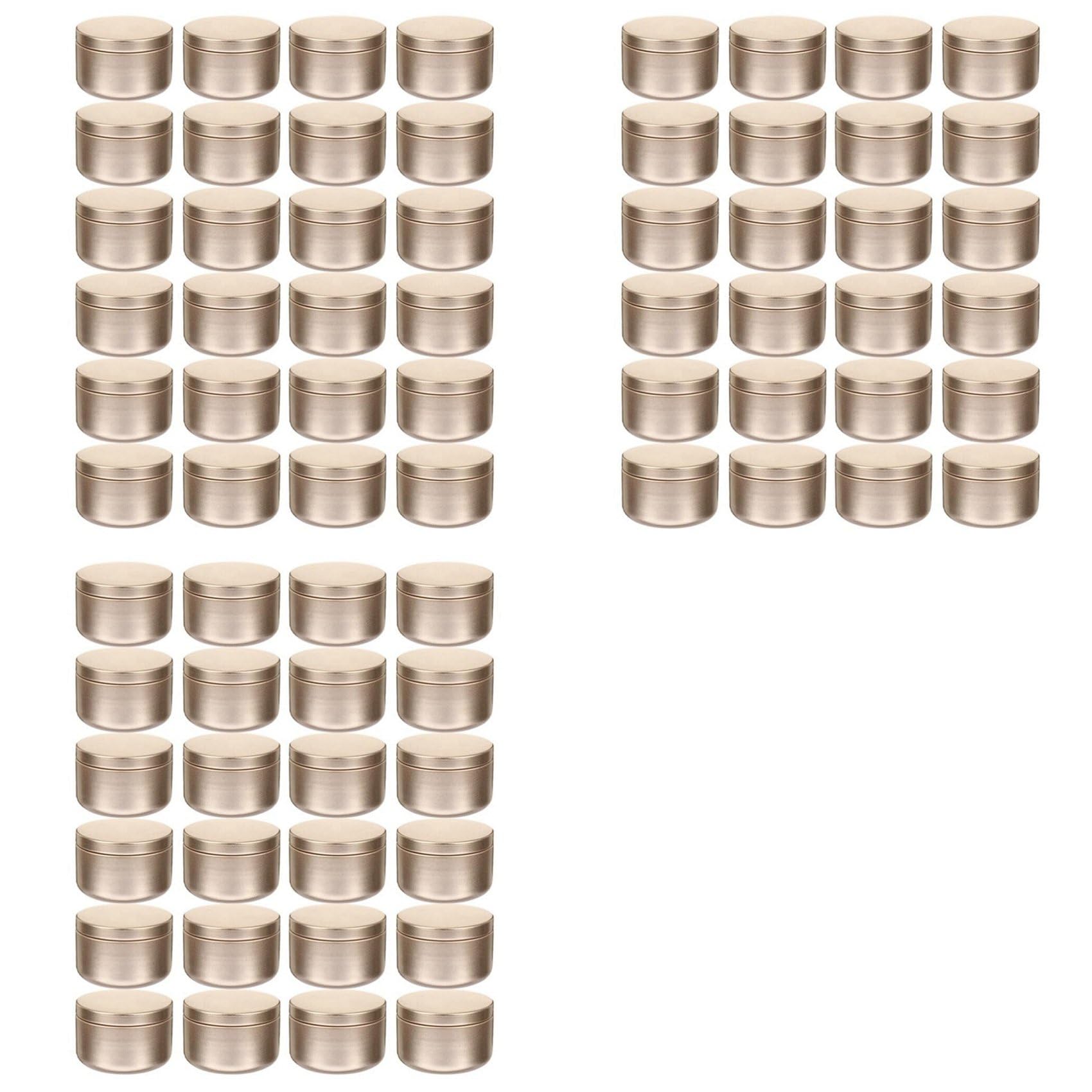 Vjsujehgy 72 Pcs Candle Jar Decorative Labels Empty Storage Tins Candle Tin Can Candlestick Holders Round Tin Containers, A