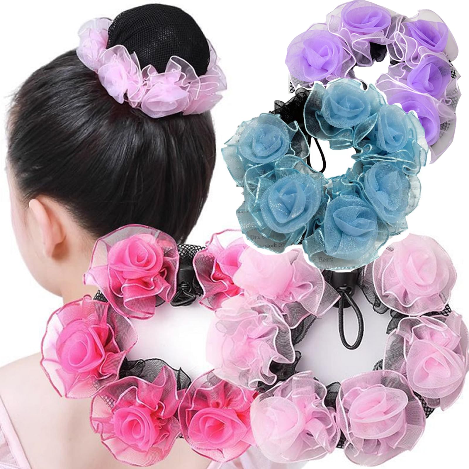 Amazon.com : AsggBah 4pcs Colored Elastic Hair Bun Covers  display picture 2
