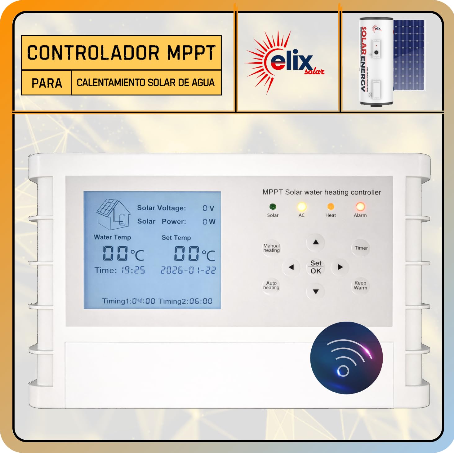 Calentador de Agua Solar Elix PV Termo Eléctrico con MPPT, 200L, DC1500W