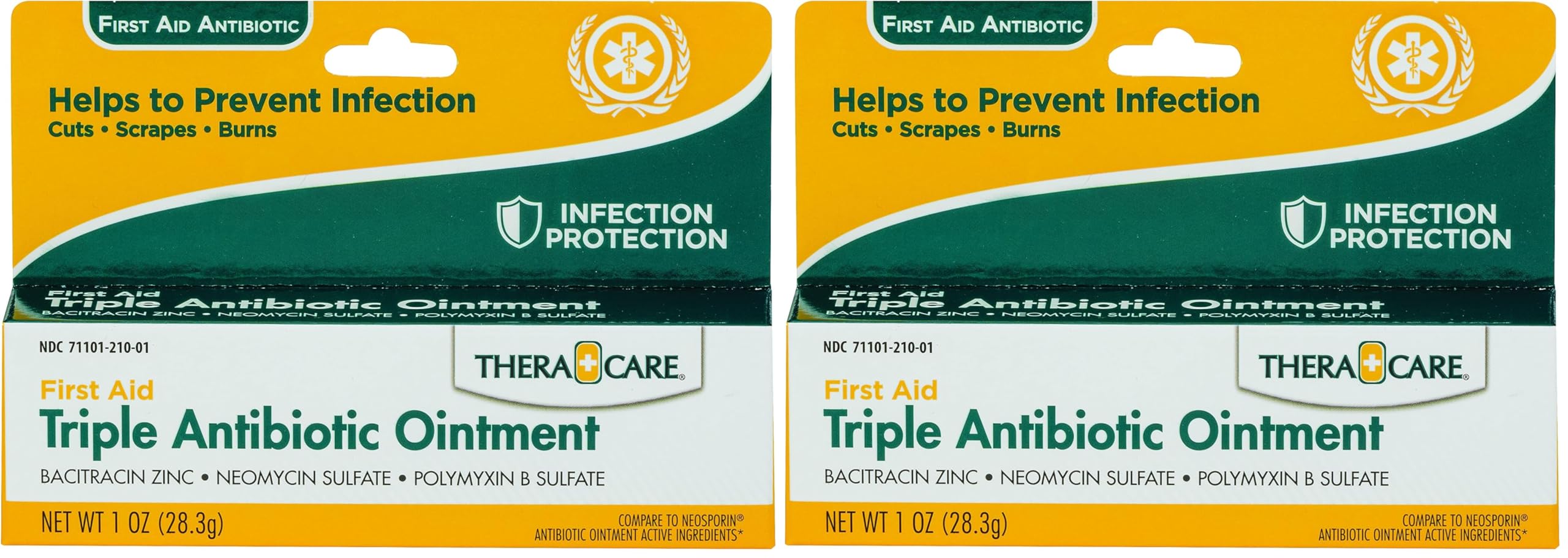 Thera Care Triple Antibiotic Ointment | First Aid | Pain Relief + Infection Protection | 1.0 oz (Pack of 2)