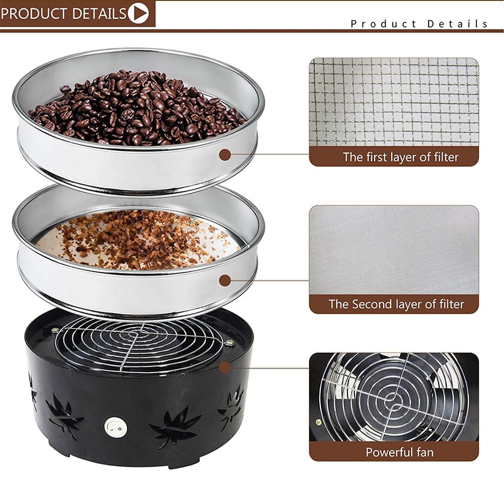 QUTBAG Raffreddatore di Chicchi di caffè Elettrico, Dispositivo di Raffreddamento per tostatura dei Chicchi di caffè con Sistema di Raffreddamento rapido e Filtro a Doppio Strato