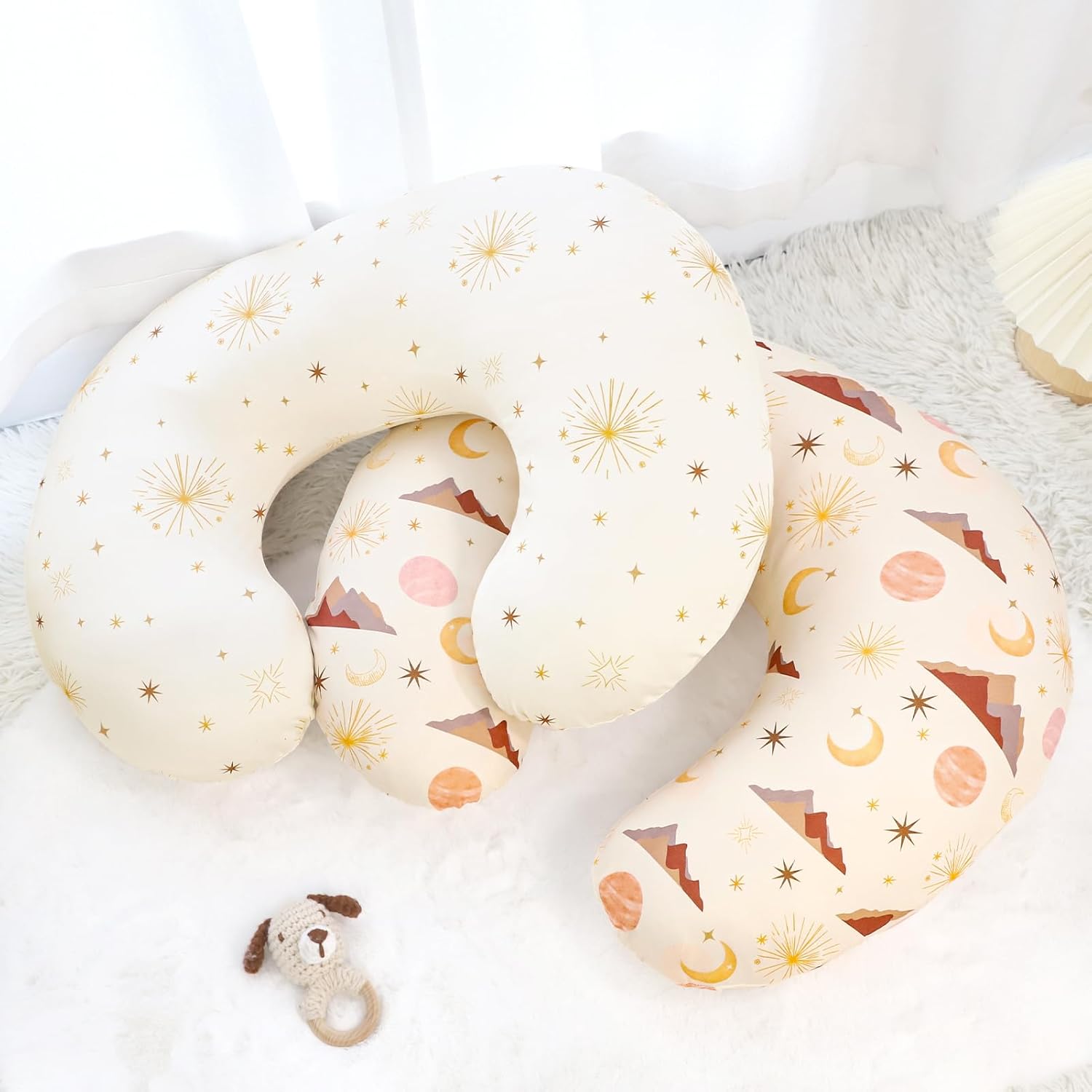 Nursing Pillow Cover 2 Pack, Stretchy Nursing Covers for Breastfeeding Pillows, Soft Nursing Pillowcase for Baby Girls Boys, Removable Slipcover for Infant Newborn, Moon(Only Cover) - Image 5