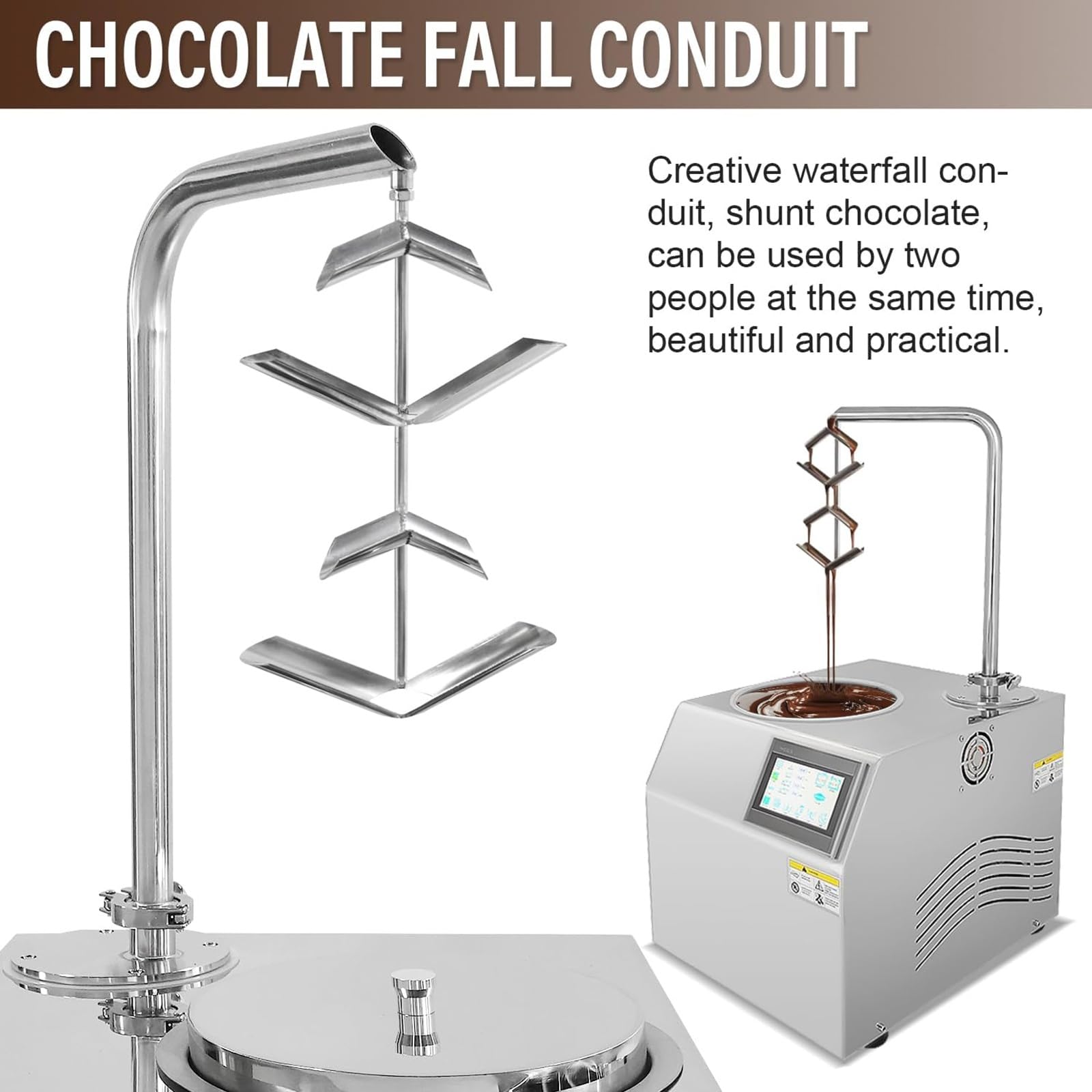 Fuente de Chocolate Comercial, Máquina de Fusión Eléctrica Fuente de Chocolate Fondue con Control de TEMPERATURA, 1000W Acero Inoxidable Calentador y Fundidor de Chocolate Comercial Eléctrico(5.5L)