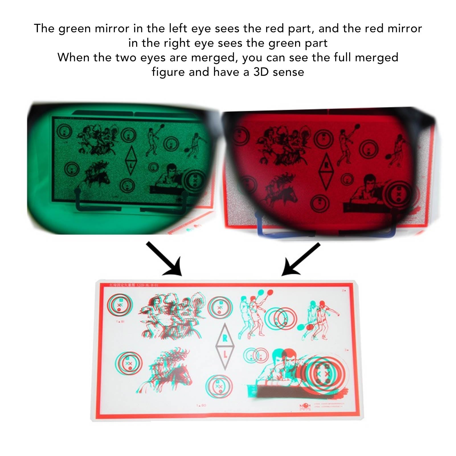 Red Green Vectograms,Red Green Fixed Vectograms Insufficiency Eye Training Low Vision Test Chart with Glasses