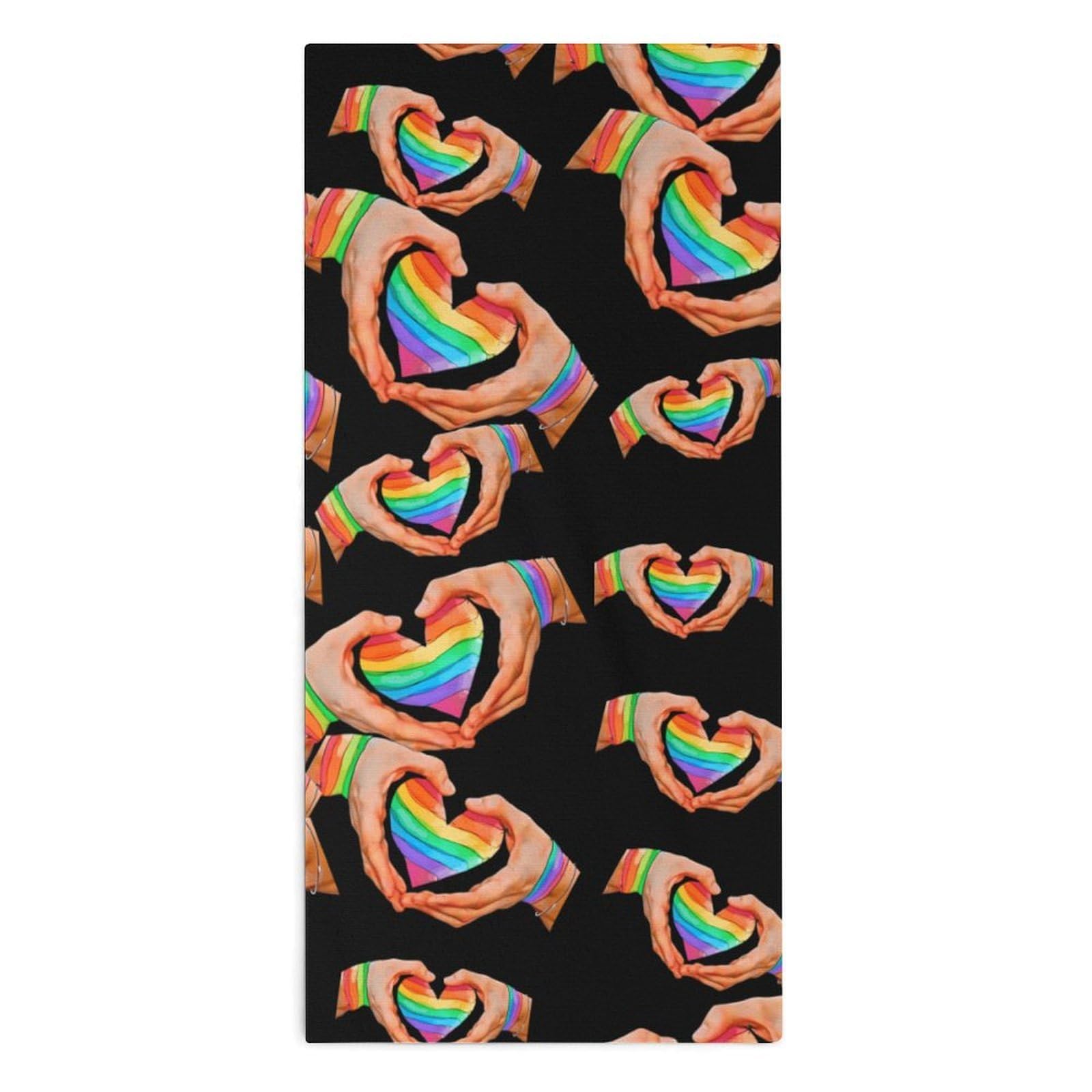 TXFBTRFSA Rainbow Flag Heart LGBT Pridees Hand Towels for Adult Face Towel Bath Beach Swim Accessories