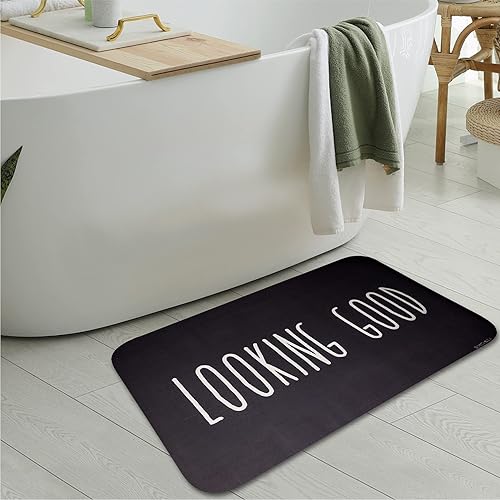 BoStanza Bath Mat Rug, Super Absorbent Quick Dry Bath Mat for Bathroom Non Slip Rubber Backing, Thin Bathroom Rugs Fit Under Door, Easy to Clean,
