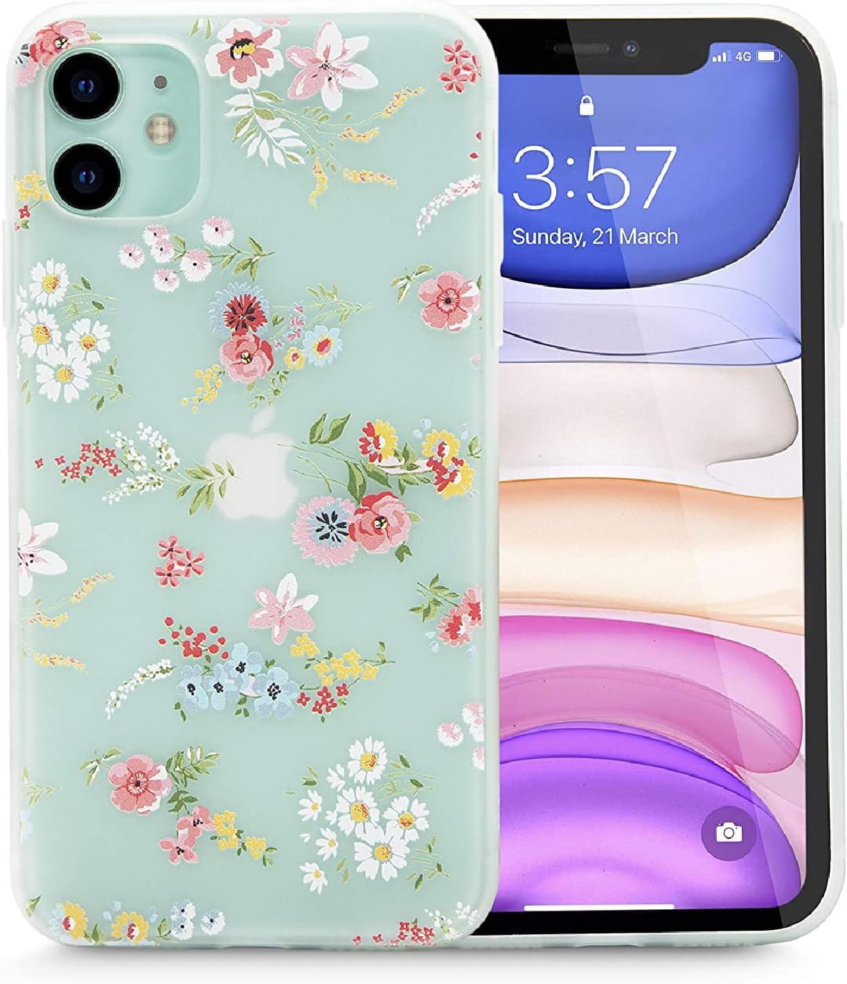 Enflamo Soft TPU 3D Relief Flower Printed Phone Case Back Cover for iPhone 11 (White, Mix Lilies)