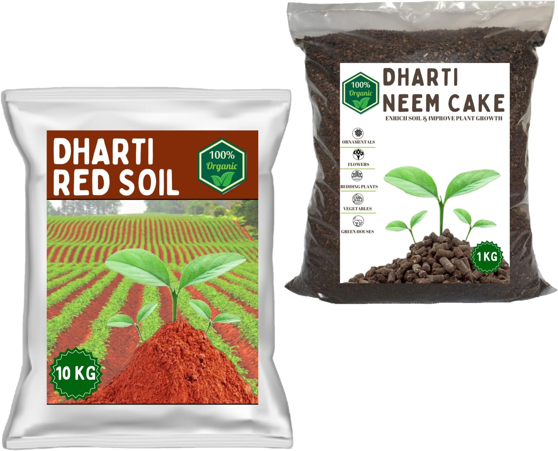 Garden Red Soil 10KG and Neem Cake Powder 1KG Organic Fertilizer for Plants - Potting Soil for All Vegetables, Fruits, Flowers, Trees shrubs, and House Plants (10)