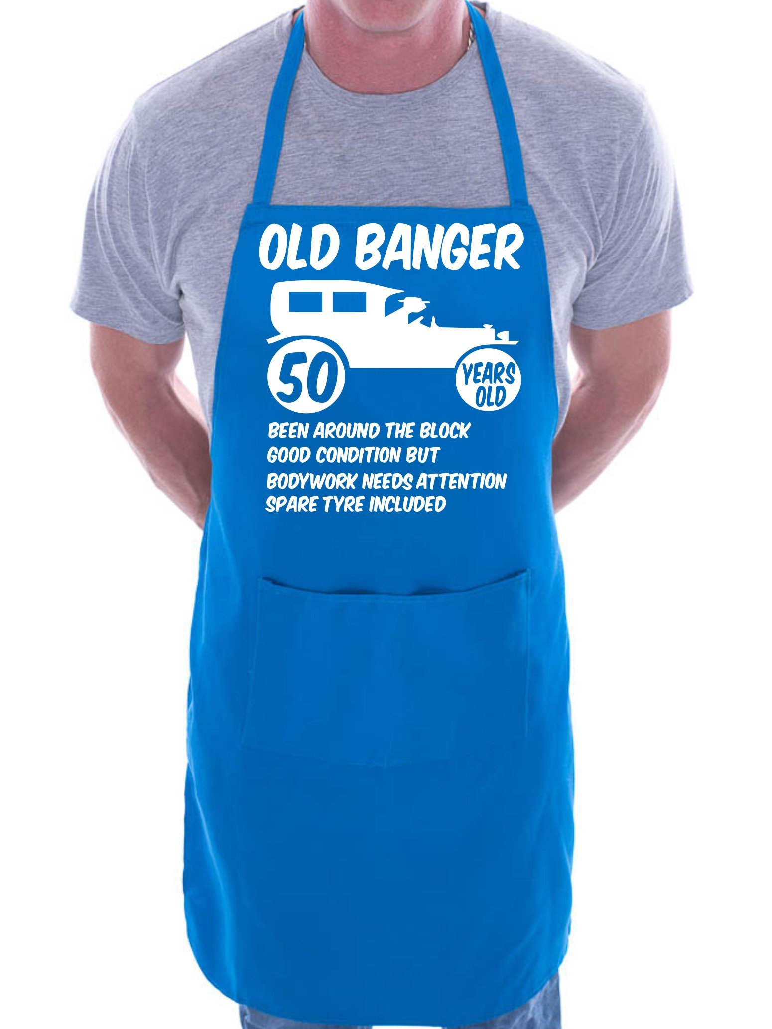 Print4u Men's Blue 50Th Birthday Old Banger Bbq Cooking Funny Novelty Apron