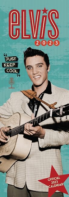 Danilo Promotions Elvis Presley Calendar 2023 Official Slim Wall Calendar Gift Present with Free Organising Stickers, 42cm x 14cm