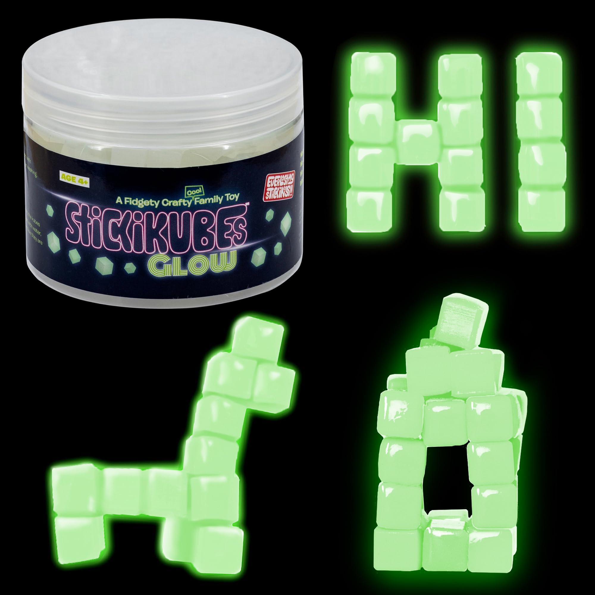 StickiKubes, Mini Stacking Cubes That Stick to Anything, Non Toxic Kid Safe S...