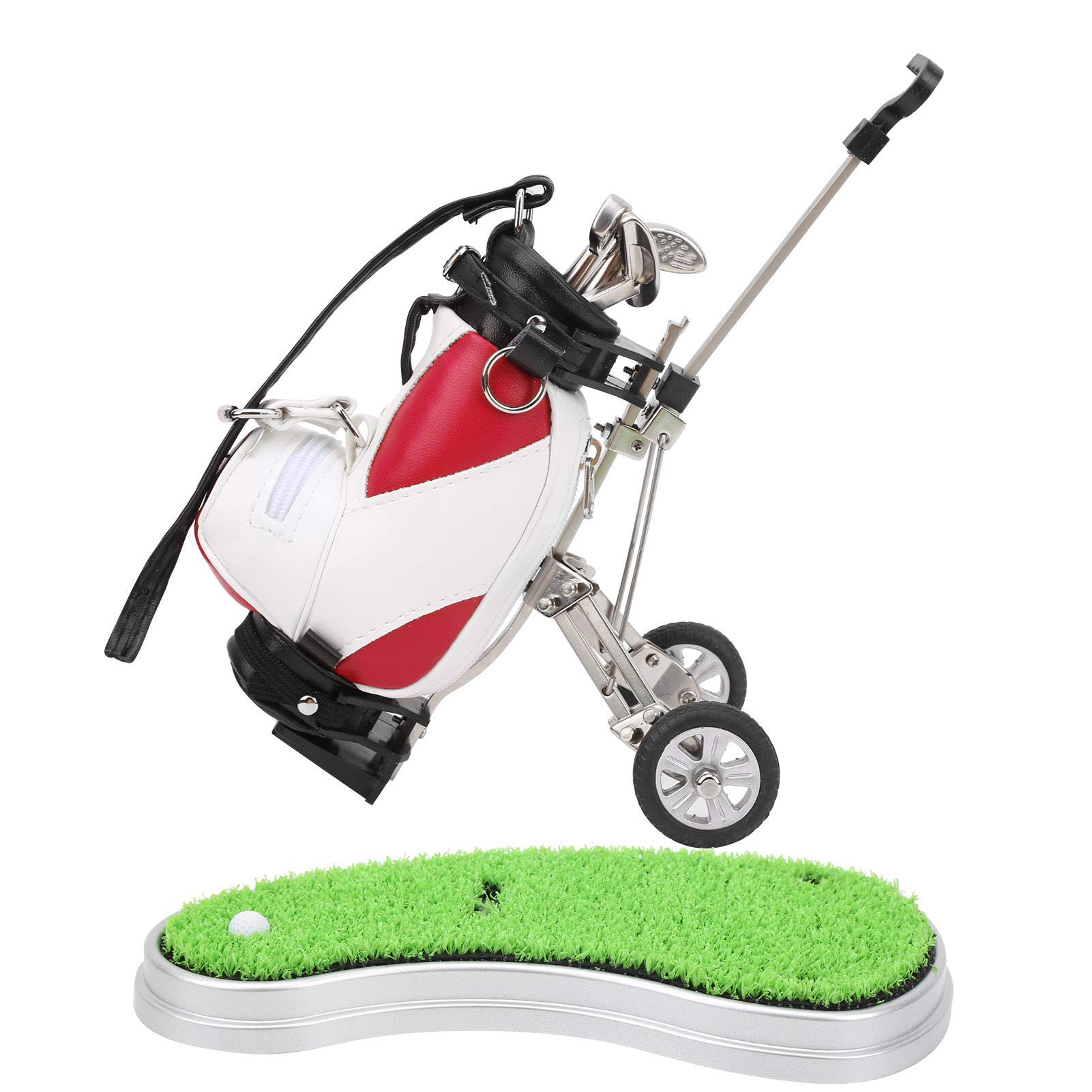 Alomejor Bolígrafo de Golf Soporte de Escritorio con 3 Bolígrafos y Mini Bolso de Aleación