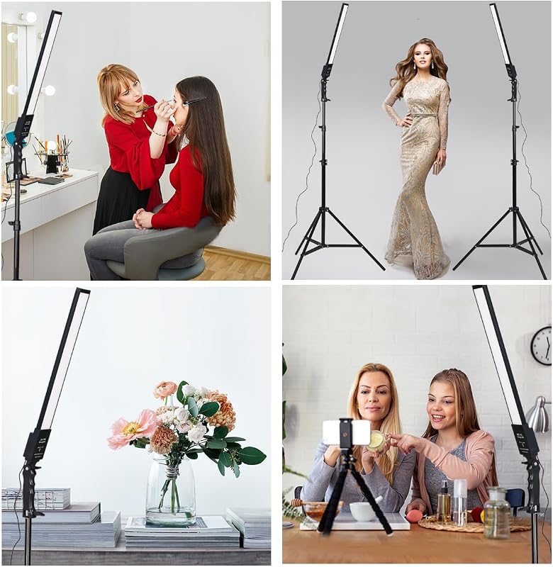 Set de iluminat studio LED reglabil GSKAIWEN 24W, 3200K-5500K, cu intensitate reglabilă, trepied și geantă de transport, pentru cameră video, portrete și transmisiuni live