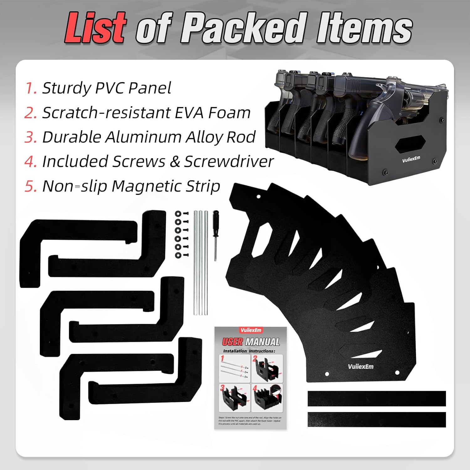 Foam Pistol Rack for Gun Safe Cabinet Accessories Handgun Rack Organizer Holder Revolver Pistols Holder