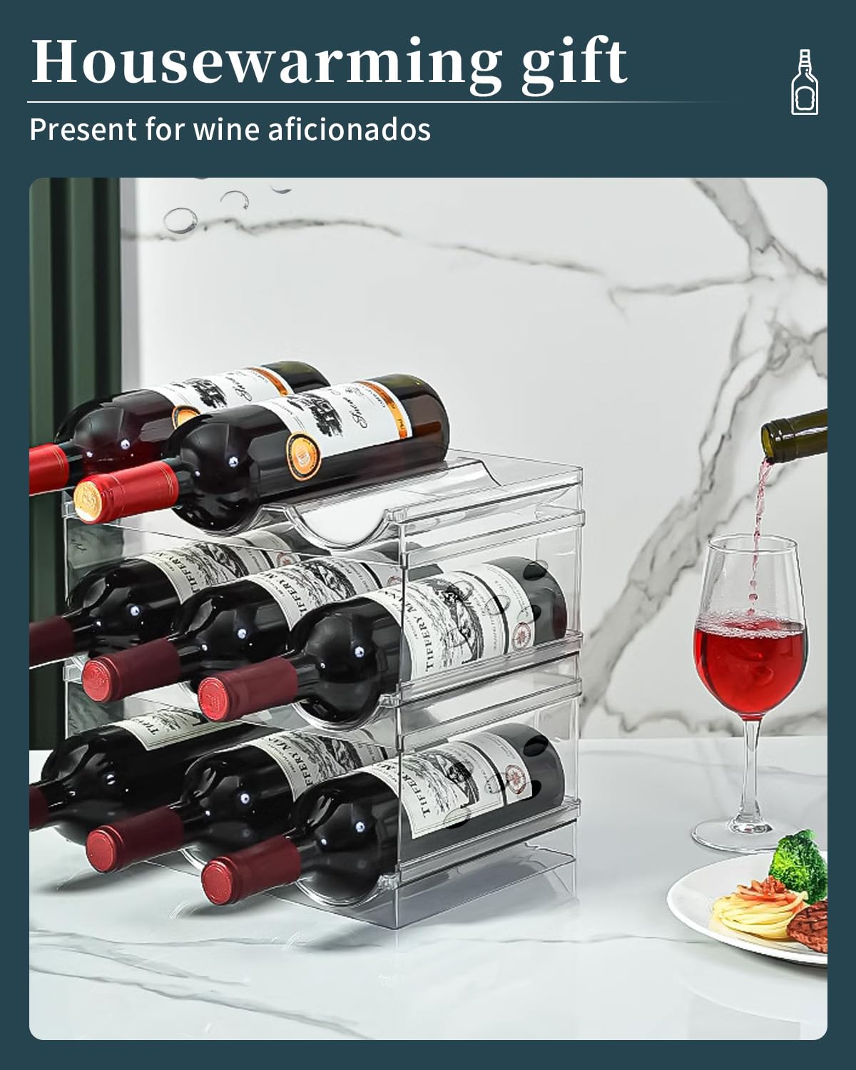 Botellero - Nevera que ahorra espacio, apilable y transparente - Ideal para botellas de agua, botellas de agua, vasos con pajita y latas (4 capas 12 botellas)