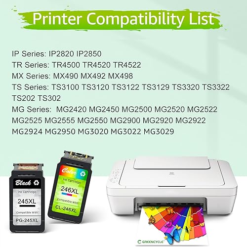 Miniatura 3 de greencycle Cartucho de tinta PG-245XL 245 XL CL-246XL 246 XL compatible con Canon Pixma MX490 MG2522 MG2525 MG2922 MG2924 MG3022 MG3029 TS3120