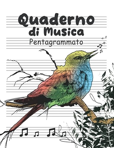 Quaderno di Musica Pentagrammato: 6 Pentagrammi per Pagina con righi larghi, Formato Grande A4 per Bambini