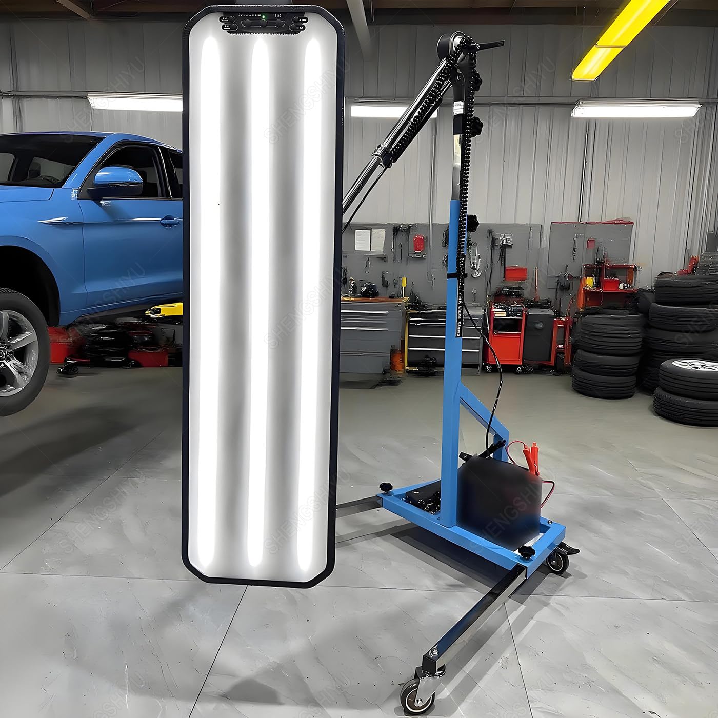 Luce PDR Lampada,95cm PDR LED Scheda Riflettore Strumenti per la Riparazione delle Ammaccature Tavola Riflettente per Luce LED con Supporto Regolabile,Altezza Supporto 110-170cm Blue