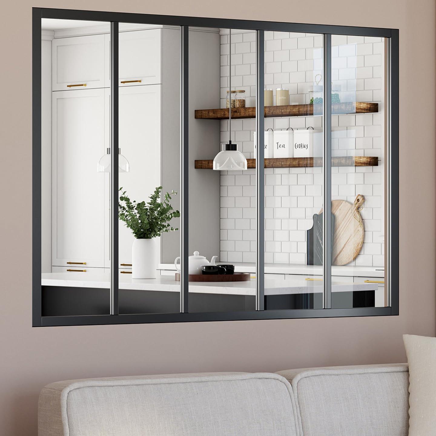 Verrière Atelier 5 vitrages L. 150 x H.108 cm Métal Noir Verre trempé