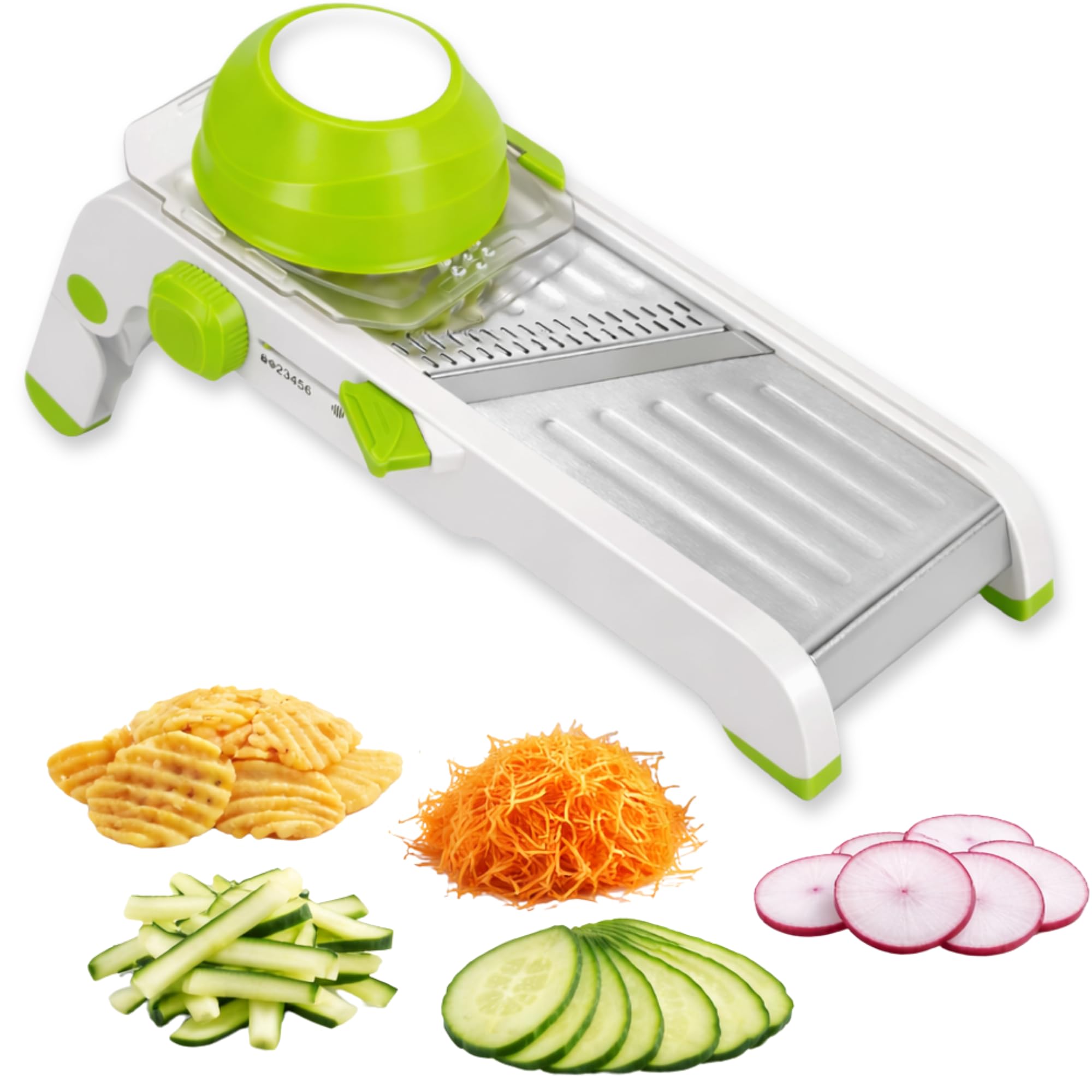 NURIANT HOME&KITCHEN - Professional Kitchen Mandolin, Vegetable Cutter and Chopper, Adjustable and Foldable, Kitchen Gadgets, Safe Blade Change, Easy Lock, Complete Kitchen Accessory