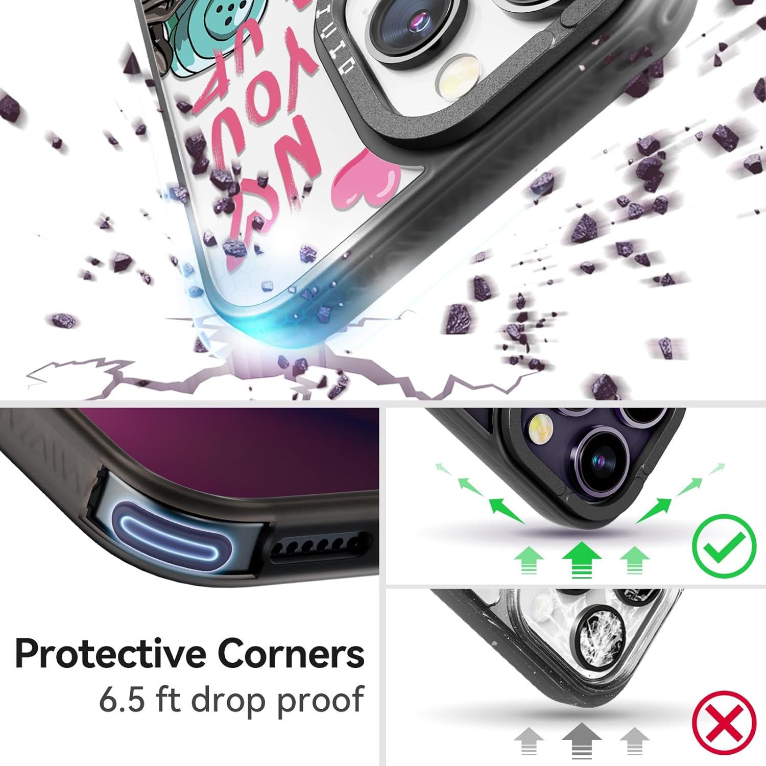Magnetic for iPhone 15 Pro Max Magsafe Case Cute Aesthetic - Durable Fashion Funny Phone Case - Girly Skeleton Skull Pattern Print Cover Design for Woman Girl 6.7 inches Black
