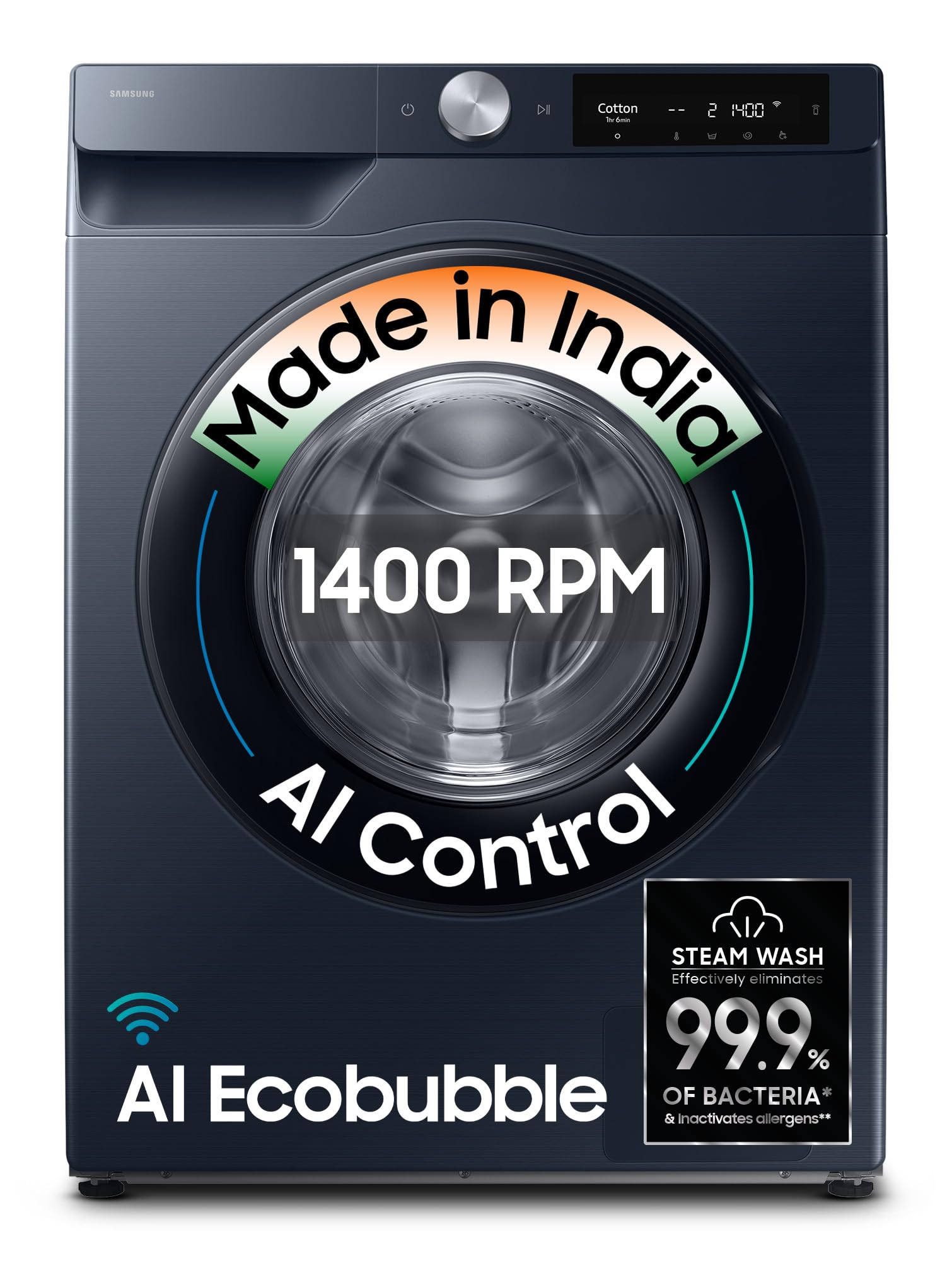 Samsung 12 kg, 5star, AI Control, AI Ecobubble, Super Speed, Wi-Fi, Hygiene Steam with Inbuilt Heater, Digital Inverter, Fully-Automatic Front Load Washing Machine (WW12DG6B24ASTL, Navy)-image-35