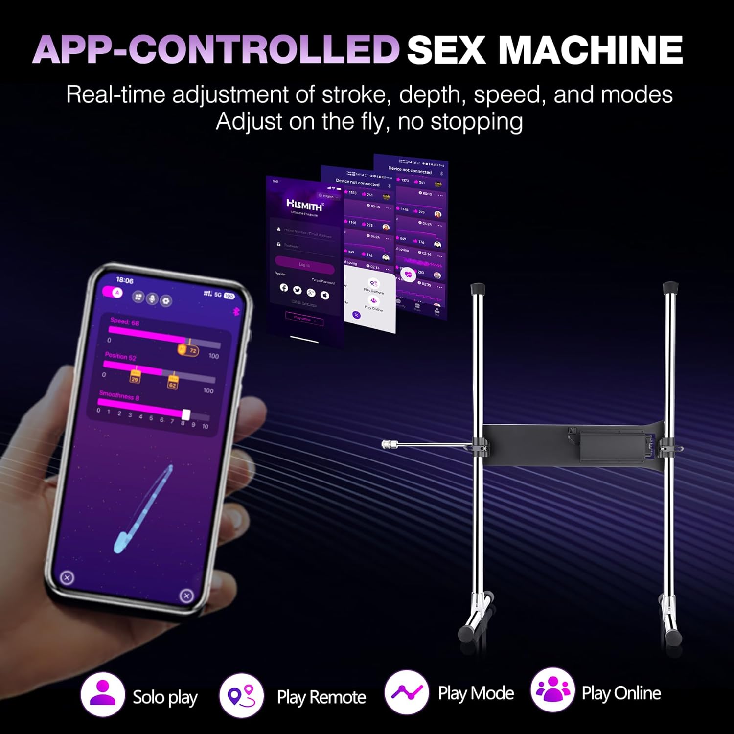 Hismith Servok 2.0 Pro, Upgraded Wireless Console Remote and Intelligent App Control, Premium Sex Machine with KlicLok System