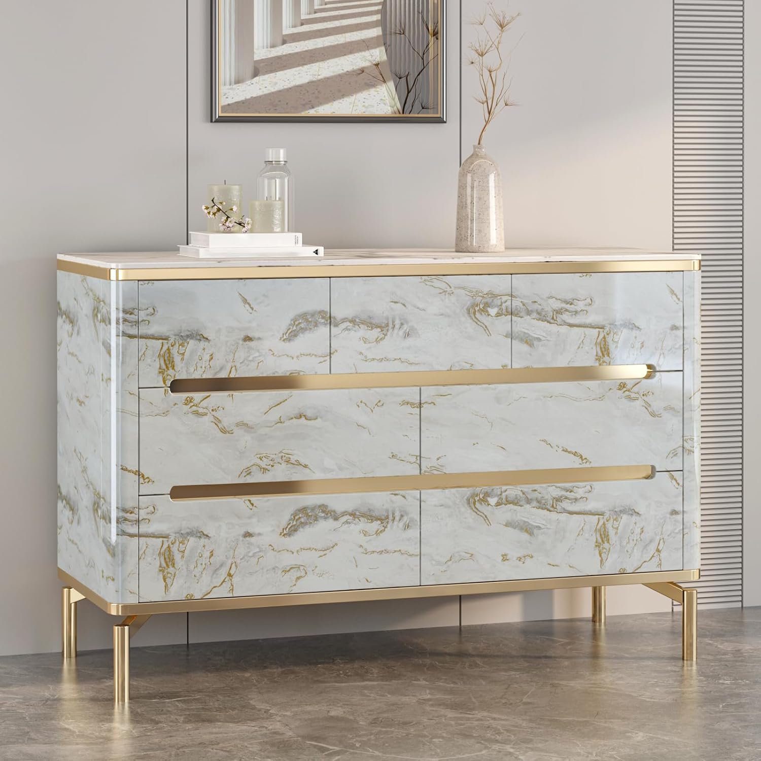 Beige Gray Gold Countertops Contact Paper Peel and Stick Waterproof Self Adhesive Marble Wallpaper for Table Furniture Sticky Modern Counter Top Cover Prepasted Glossy Wall Paper 23.6"x118"