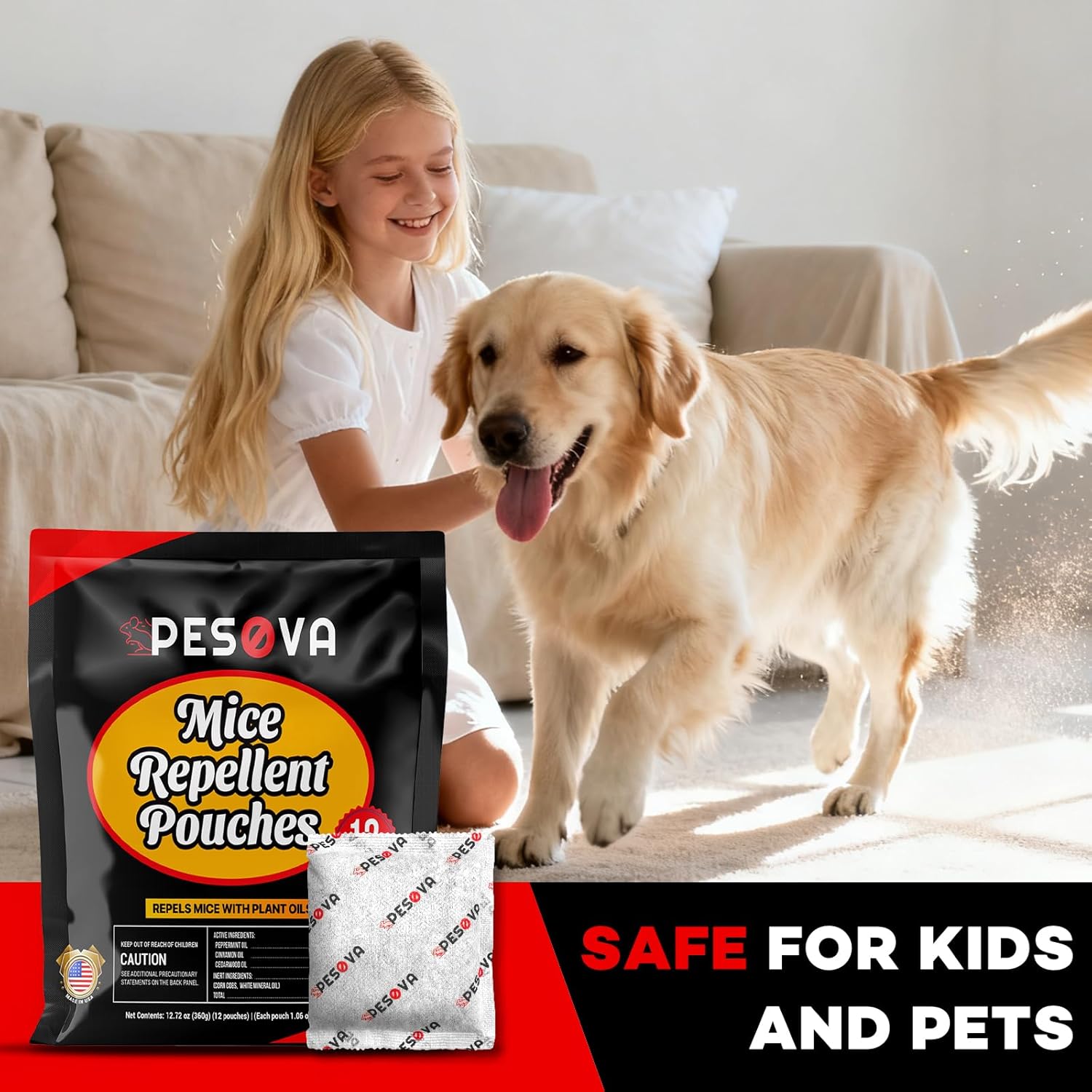 Mouse Repellent Pouches, Natural Rodent Repellent for Home, Car, RV, Garage, and Storage-Peppermint Scented Mice Repellent, Long-Lasting Indoor & Outdoor Rodent Defense (12 Pack)