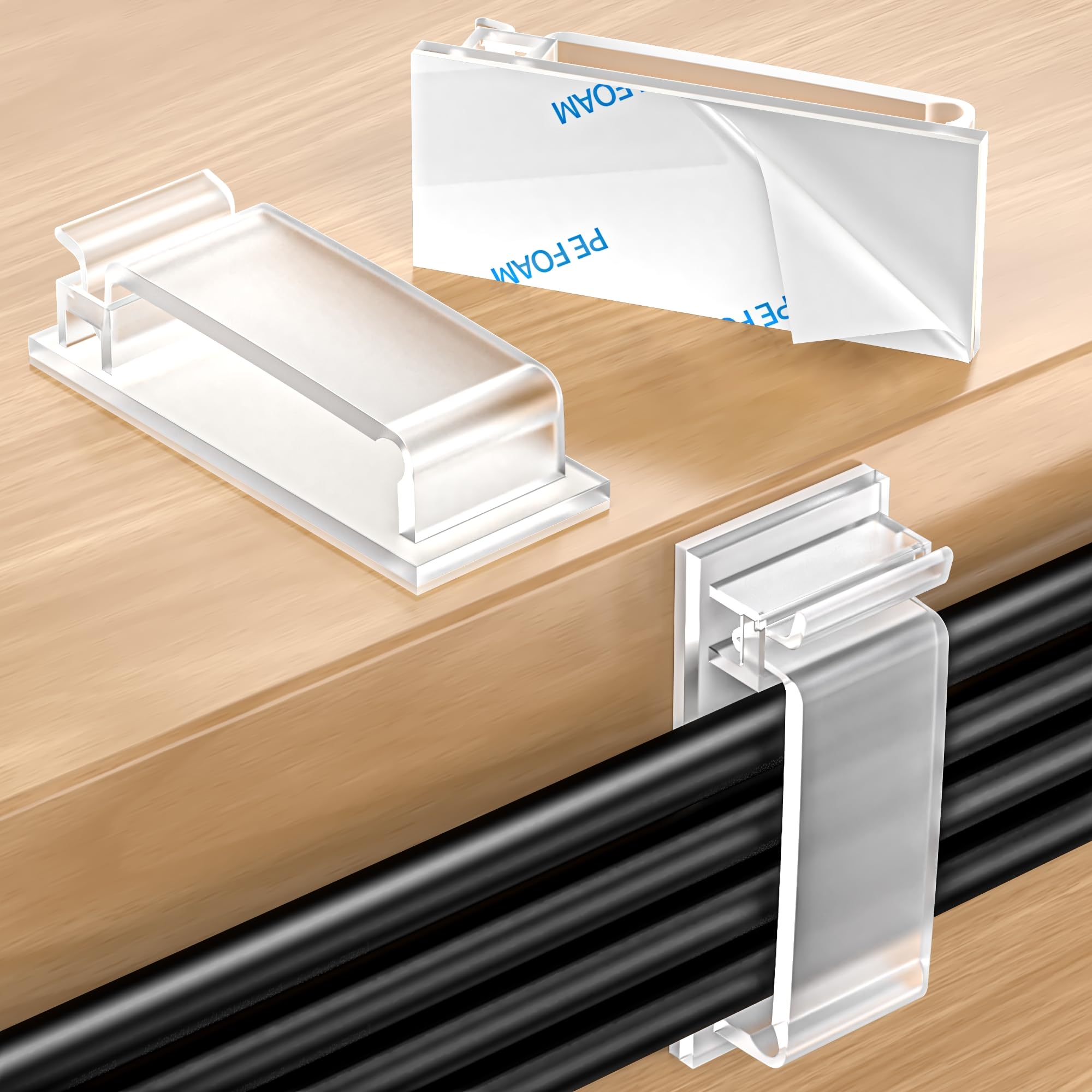 Kimsky Kabelhalter 30 Stück, Kabel Organizer, Kabelclips für Cable Management, Kabelhalter Selbstklebend mit 3M Kleber, Kabelklemmen für Heim, Büro