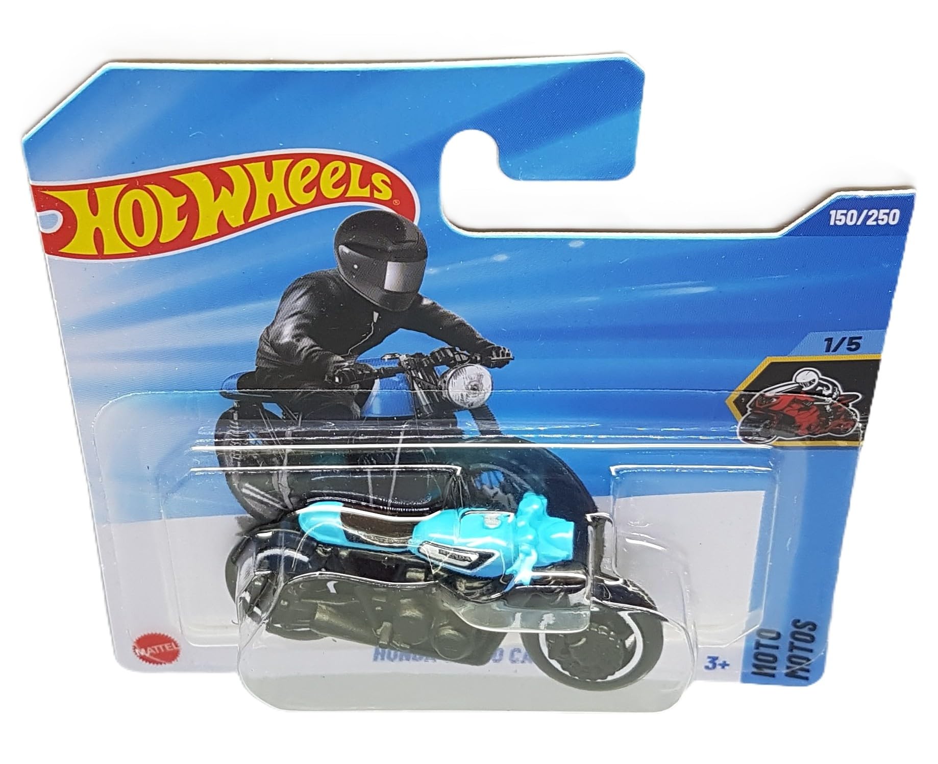 Hot Wheels, Honda CB750 Café, HW Moto 1/5, JBB79, Short Card, Motorcycle, Light Blue, Mattel 2025 - Image 2