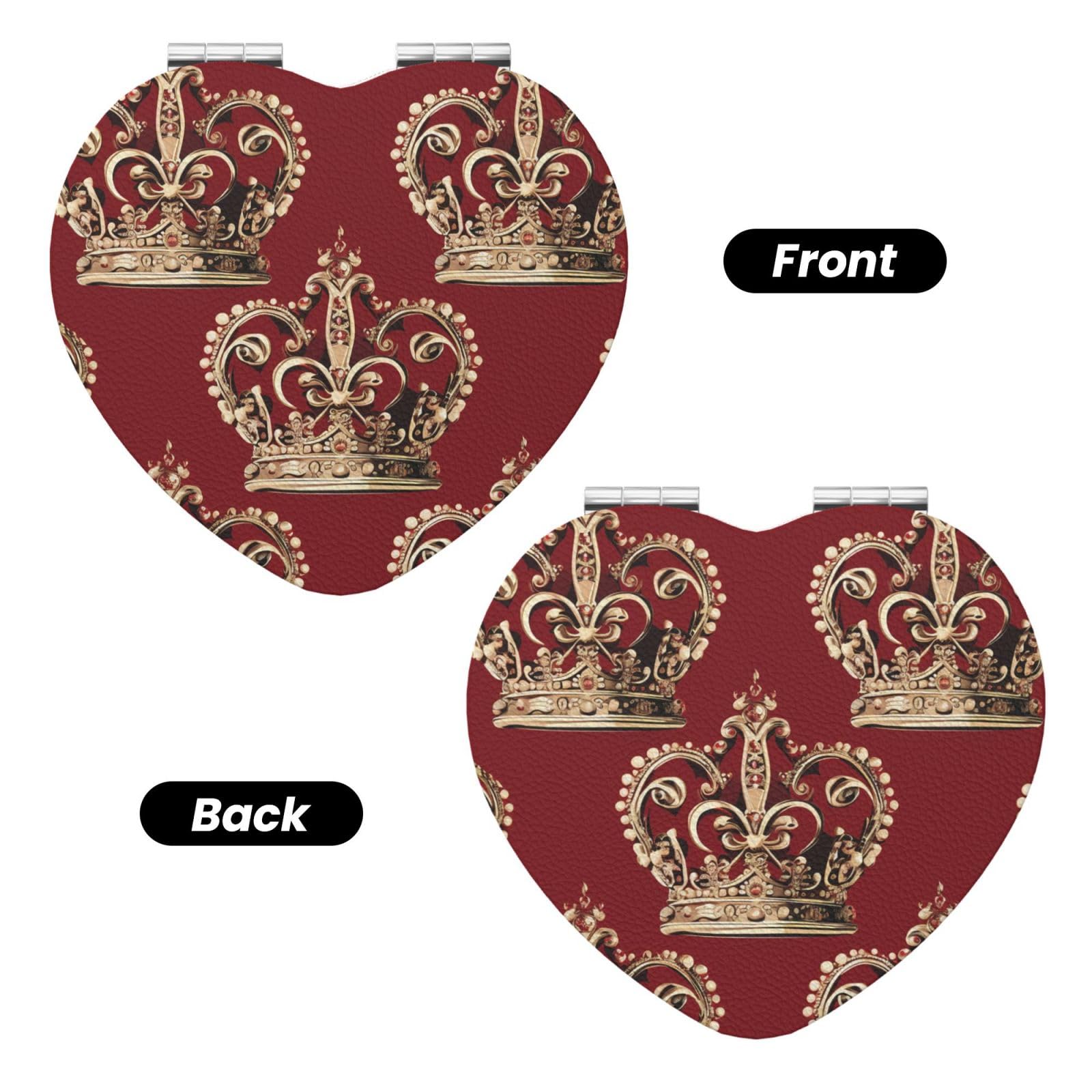 SDTYKHJ Red Crown Travel Makeup Mirror Double Sided 1X/2X Magnification Compact Vanity Mirror for Women Magnifying Cosmetic Mirror Folding Handheld Mirror for Purse Pocket