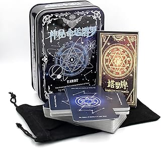 Jayiaine Tarot Card Deck Classic Set with The Guide Future 78 Tarot Cards, Artwork Portable Tarot Game Beginner and Professional Player for Holiday Family Party Playing Card Board Game Gifts,Blue