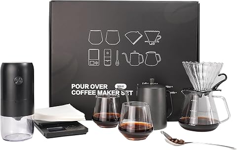 Pour Over Coffee Dripper Set with Kettle, Grinder, and Accessories