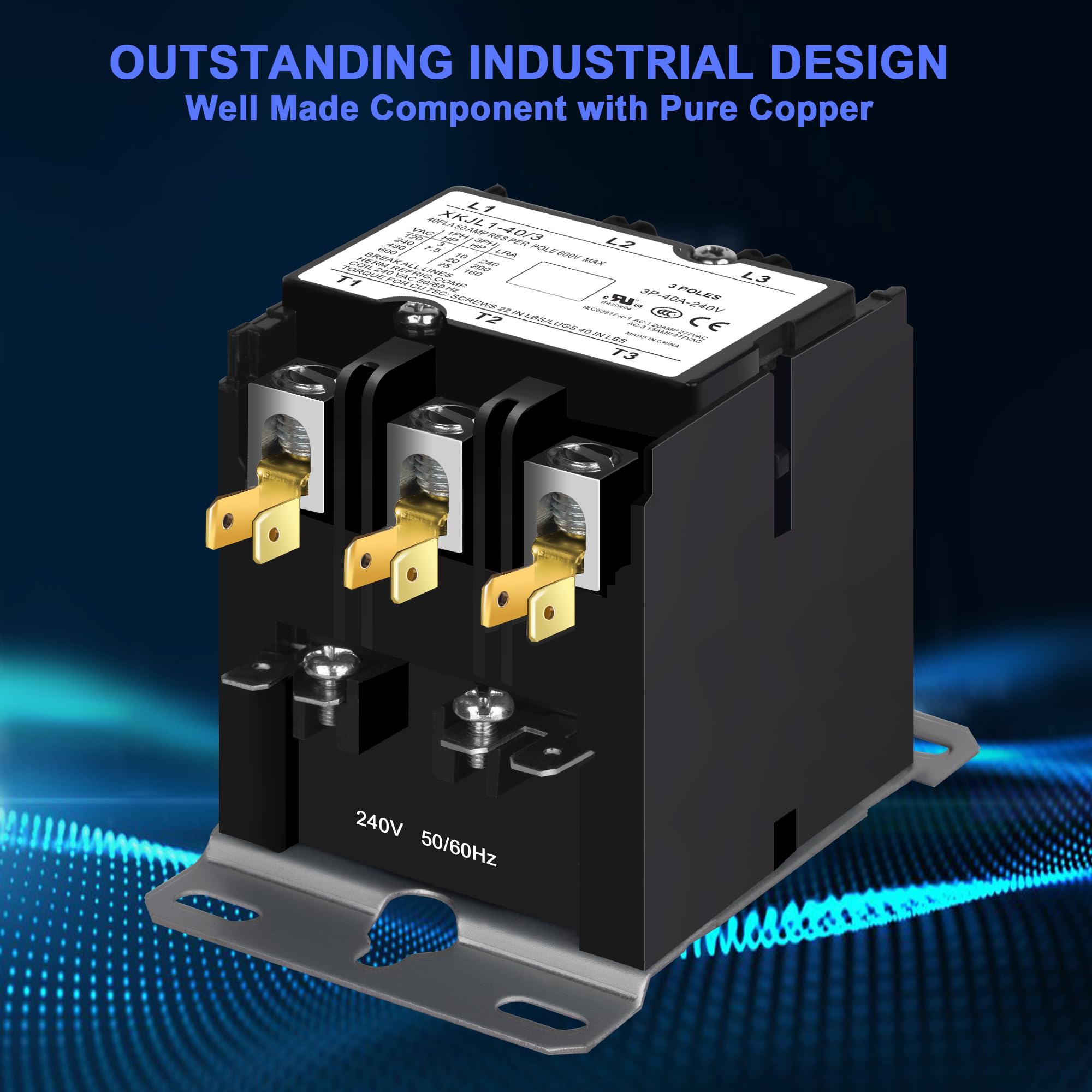 Snapklik.com : FOCSPROD HVAC Contactor, 40 Amp 3 Pole Contactor 240V ...