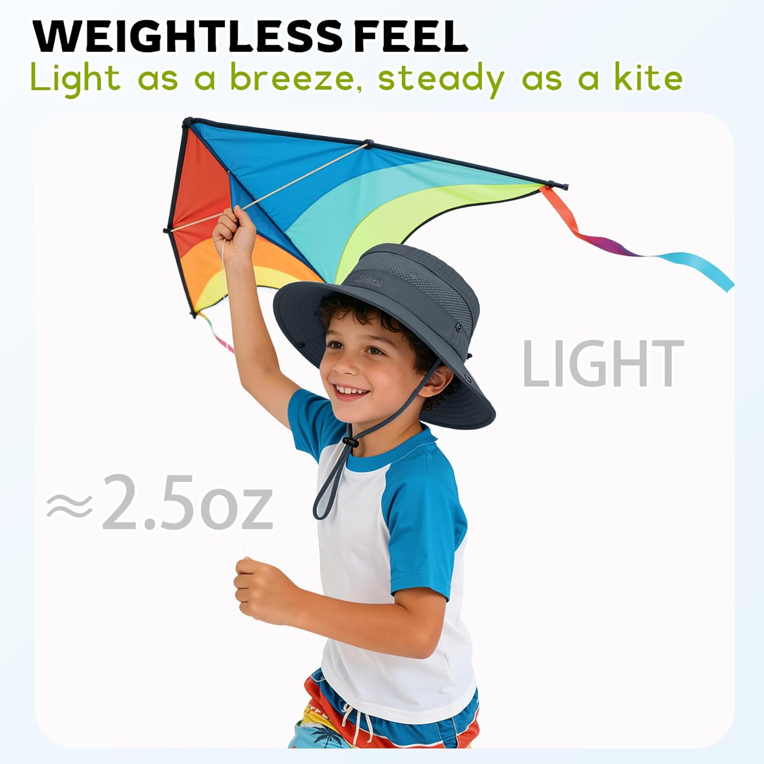 Kids Sun Hat UPF 50+ Sun Protective Bucket Hat for Kids Boys Girls Wide Brim Summer Beach Fishing Safari Adjustable Hat - Image 4