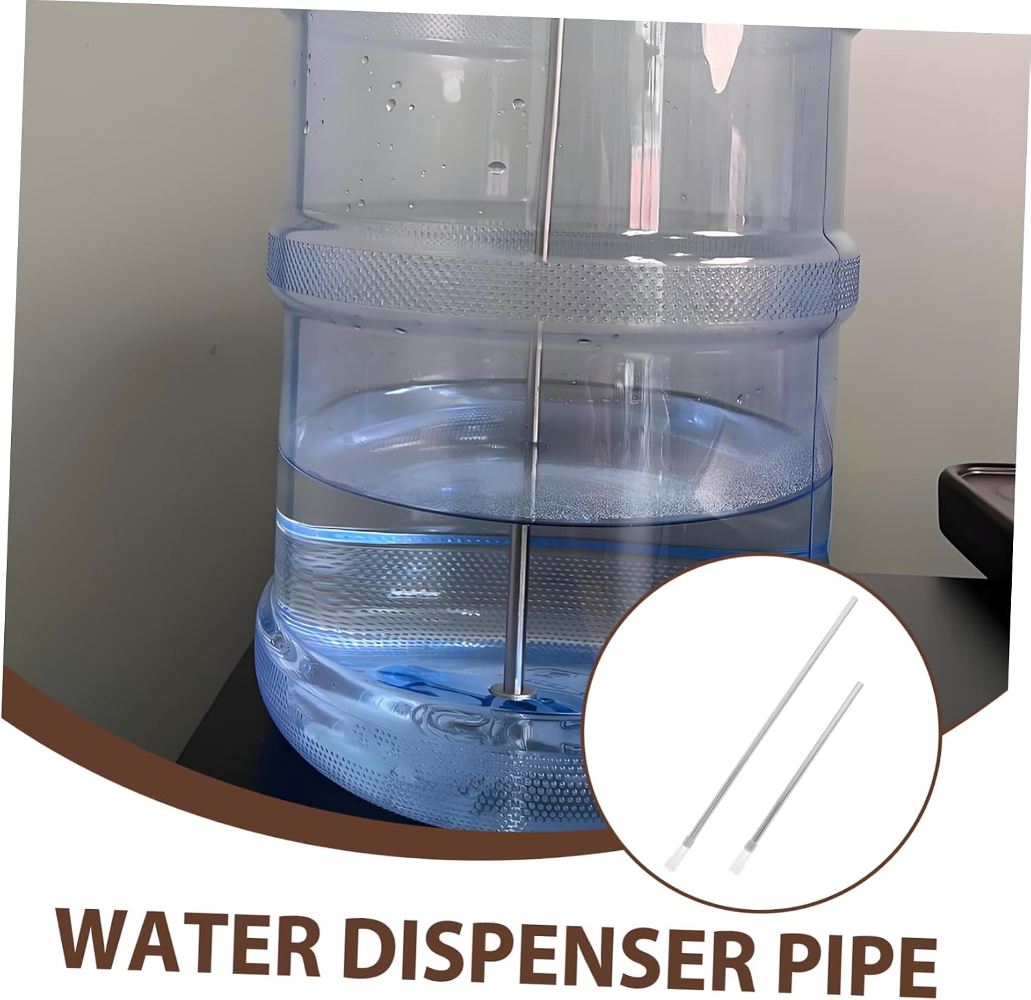 NUOBESTY 2 Pack Stainless Steel Water Dispenser Pipe Universal Suction Straw for Gallon Water Bottles Long Drinking Pipe for Kitchen Office Camping Use