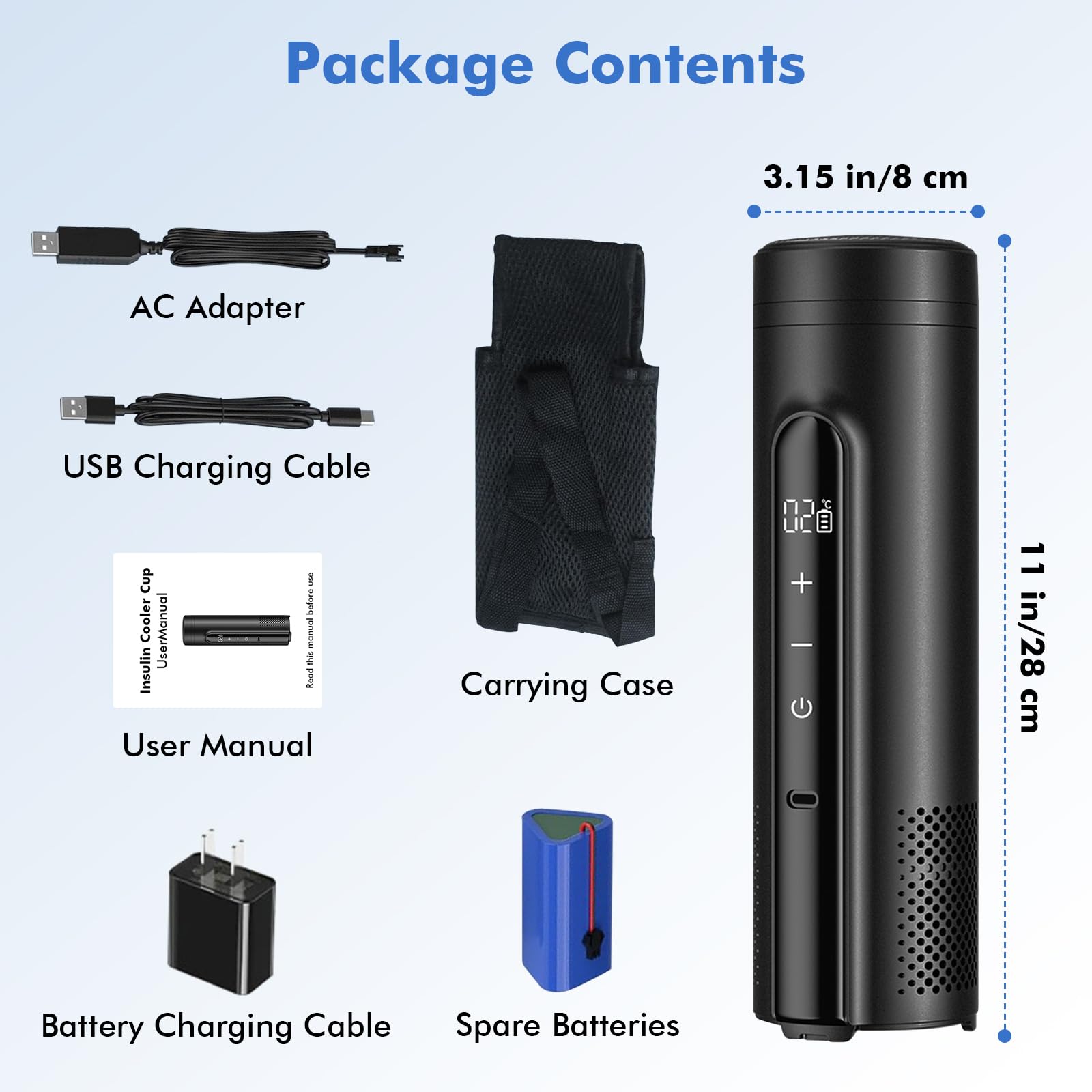 Insulin Cooler Box Elettrico, 0 – 18 ℃ Insulina Pen Cooler Case da Viaggio Medicina Insulina Cooler Box per Insulina da Viaggio, Può ospitare 7 Pensn