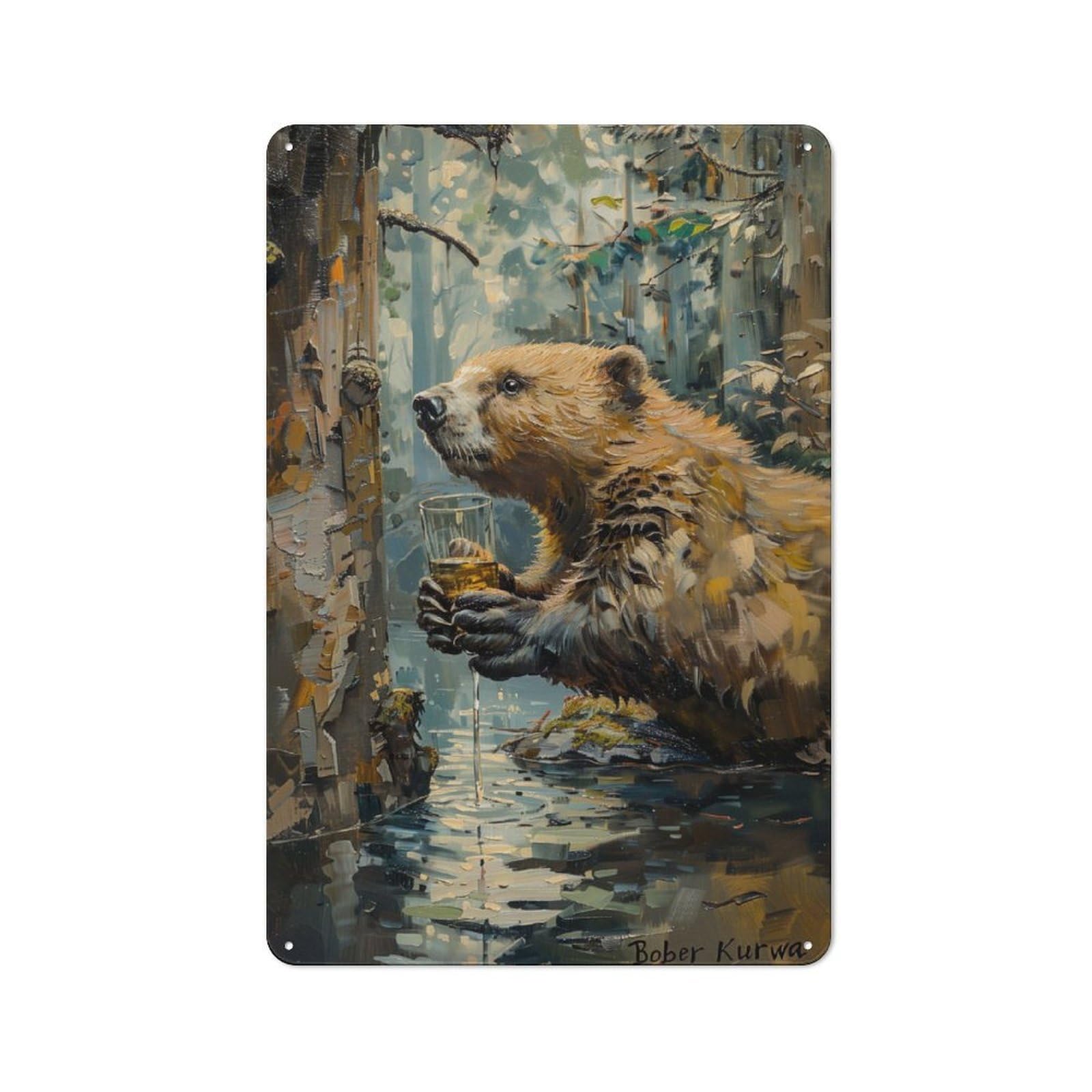 Junmoney Bober Kurwa Painting Tin Sign 30X20cm For Garage Wall, Retro-Style Wall Decor, For Vintage Wall Decor Fans, For Metal Sign Collectors