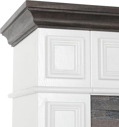 Miniatura 4 de LGHM Chimenea eléctrica de 44 pulgadas con chimenea, calentador de estufa de leña portátil independiente, efecto realista de llama bailarina 3D y