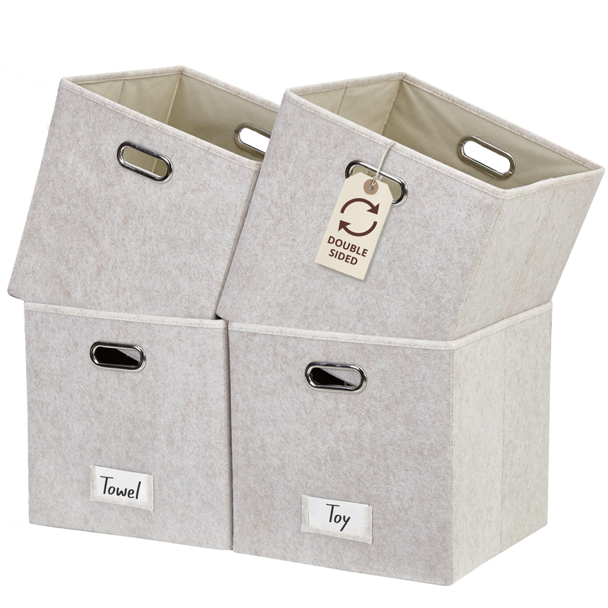 Photo 1 of DECOMOMO Felt Storage Bins, 13" Cube Storage Bins with Labels (6 Pack)