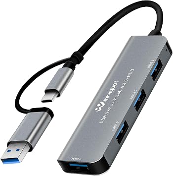 USB hub Splitter for Laptop,USB hub 1to4,USB 3.0 Splitter USB c hub,3.0 HUB Port Expander USB 3.0 HUB-Silver
