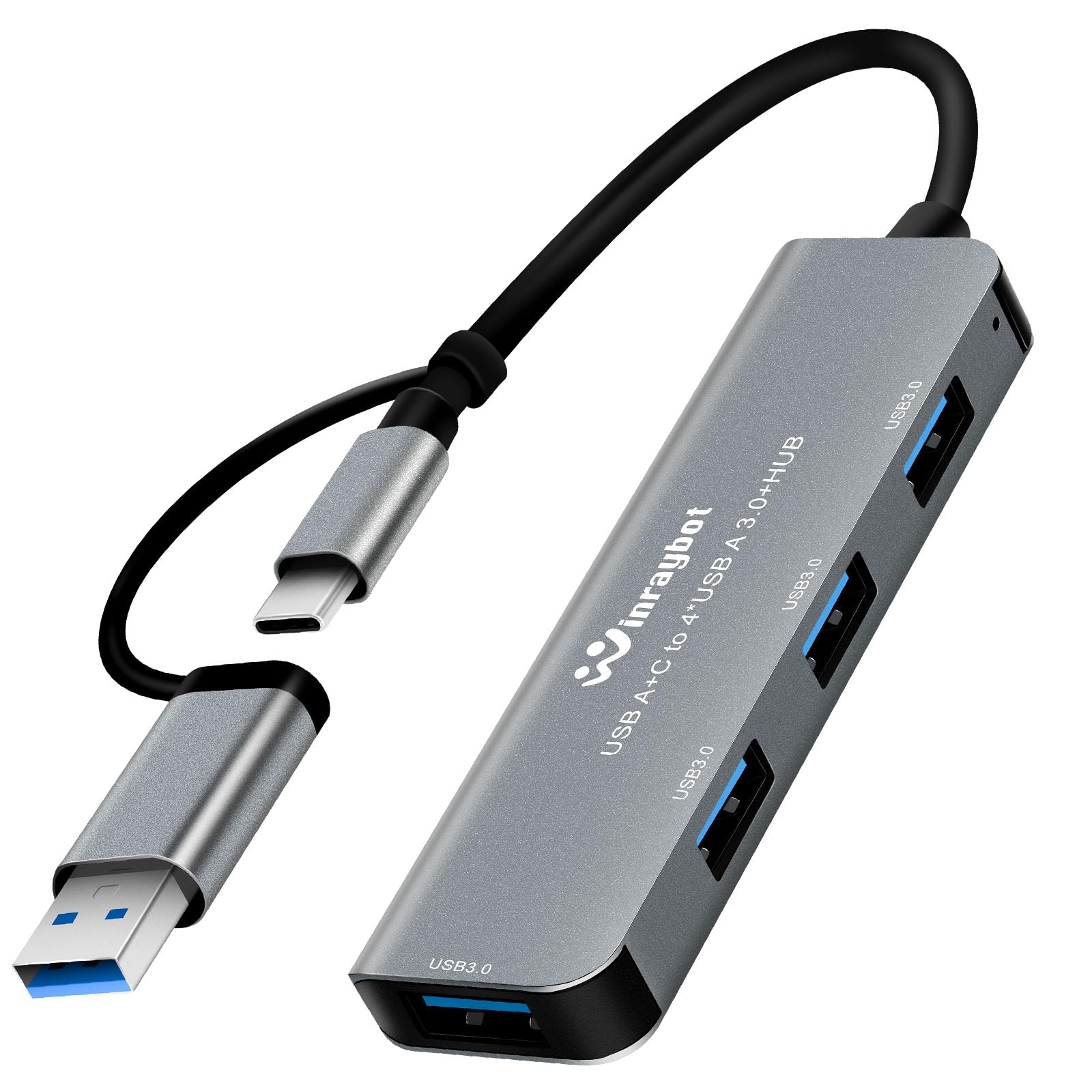 USB hub Splitter for Laptop,USB hub 1to4,USB 3.0 Splitter USB c hub,3.0 HUB Port Expander (USB 3.0 HUB-Silver)