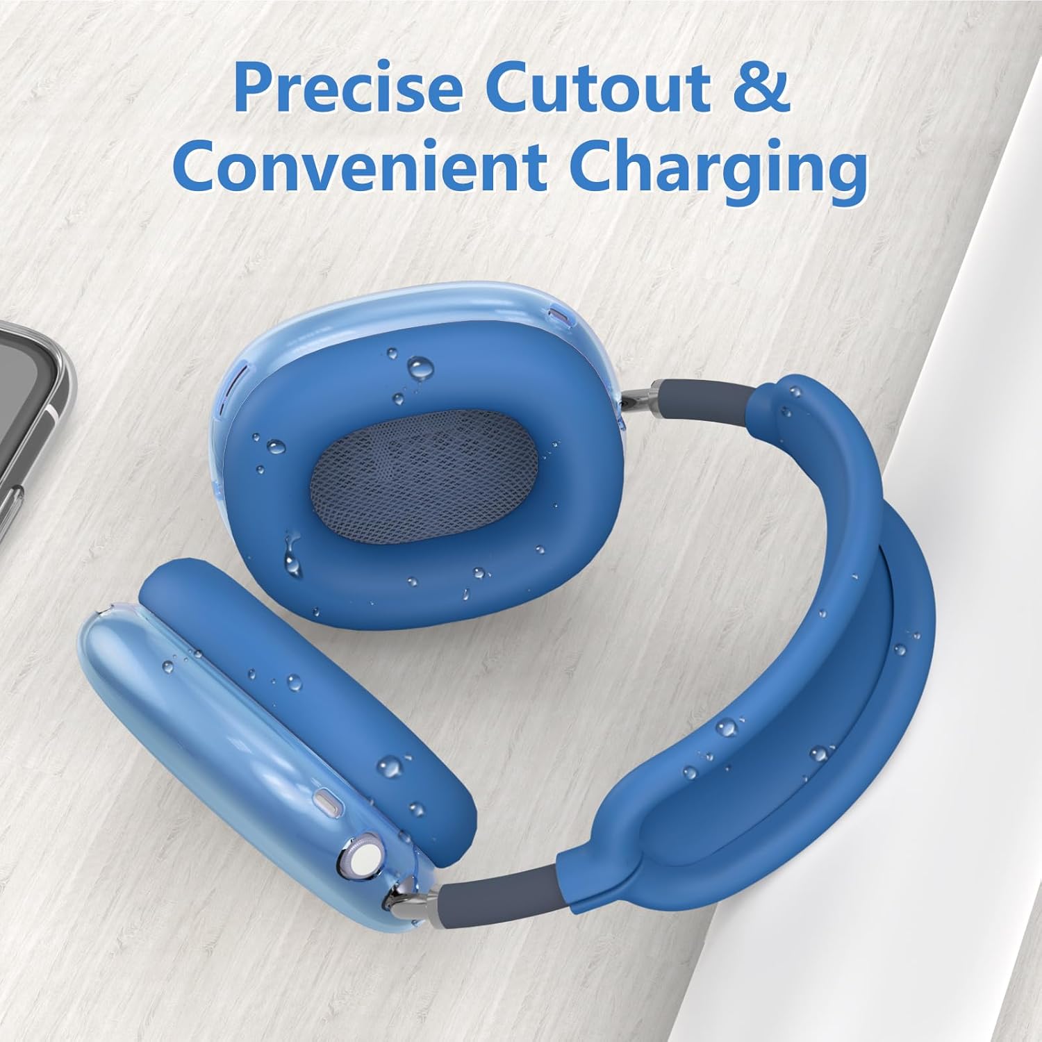 【4 in 1】 Protective Kit for AirPods Max Case Cover, Clear TPU Ear Cups Cover + Silicone Ear Pads Case + Headband Covers, Transparent Silicone Accessories for Apple AirPods Max USB-C (2024/2020), Blue - Image 7